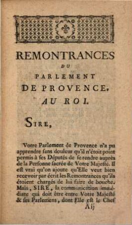Arrêt de la Cour de Parlement de Provence