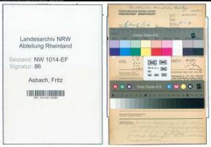 Entnazifizierung Fritz Asbach , geb. 00.00.0000 (Buchhalter)