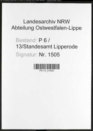 Sterberegister Standesamt Lipperode
