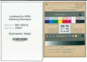 Entnazifizierung Walter Korbmacher, geb. 14.09.1887 (Kunstdrucker)