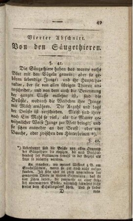 Vierter Abschnitt. Von den Säugethieren.