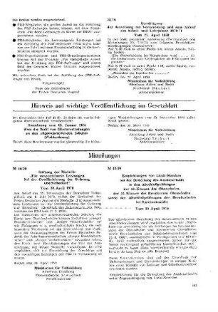 Berichtigung der Anweisung zur Vorbereitung und zum Ablauf des Schul- und Lehrjahres 1970/71 : 28/70 Vom 27. April 1970 ; [Verfügungen]