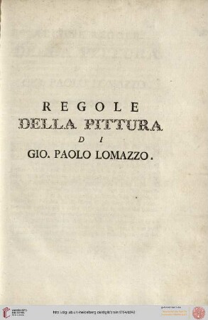 Regole della pittura di Gio. Paolo Lomazzo