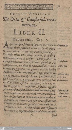 De Ortu & Caußis subterraneorum. Liber II.