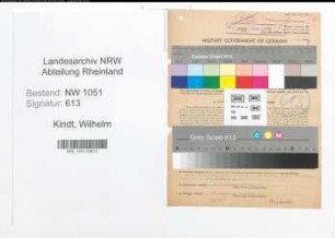 Entnazifizierung Wilhelm Kindt , geb. 02.03.1891 (Kaufmaennischer Angestellter)