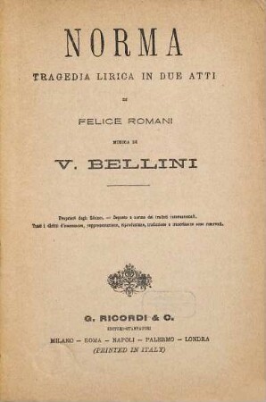 Norma : tragedia lirica in due atti