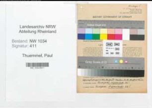 Entnazifizierung Paul Thuemmel , geb. 02.05.1870 (Generalmajor)