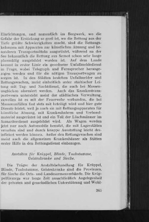 Anstalten für Krüppel, Blinde, Taubstumme, Geisteskranke und Sieche.