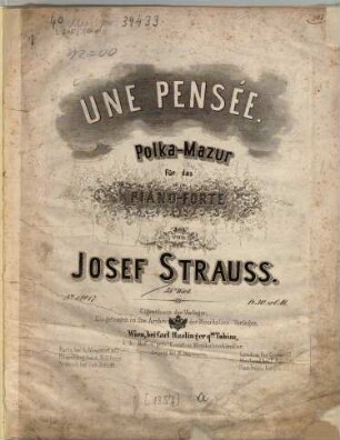 Une pensée : Polka-Mazur für d. Piano-Forte ; 35. tes Werk