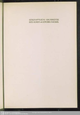 Geschaftliche Grundsätze des Kunst-Auctions-Hauses