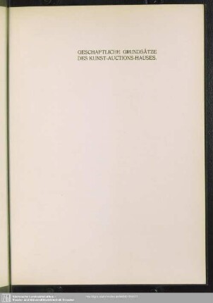 Geschaftliche Grundsätze des Kunst-Auctions-Hauses