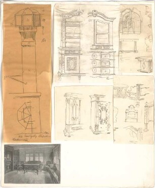 Rosenbauer, Gregor; Frankfurt; Studienarbeiten - Schrank, Bett, Brunnensäule (Ansicht, Perspektive,Innenraumperspektive, Grundriss) Hadamar