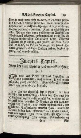 Zweytes Capitel. Von der zum Spiel erforderten Gleichheit