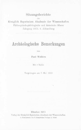 Archäologische Bemerkungen, [1]