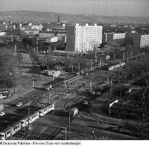 Dresden, Nachtaufnahme, Serie: "Baugebiet Stübelallee", Bau der 6-geschossigen Wohnhäuser