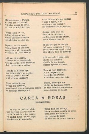 Carta a Rosas : (Fragmento)