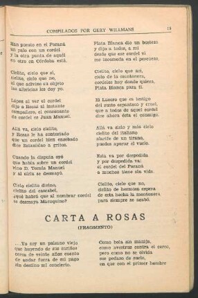 Carta a Rosas : (Fragmento)