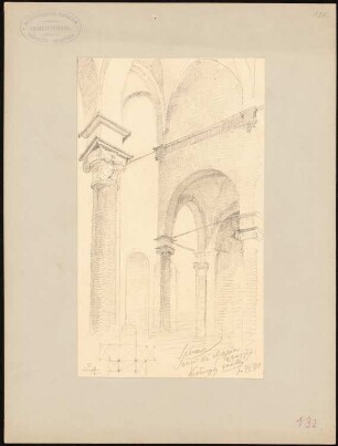 Basilica di San Clemente in Santa Maria dei Servi, Siena: Grundriss und Ansicht der Vierungssäule