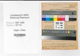 Entnazifizierung Clara Vigier , geb. 10.08.1891 (Fuersorgerin)