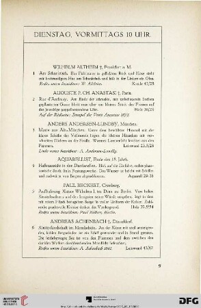 Dienstag, vormittags (Nr. 1-116)