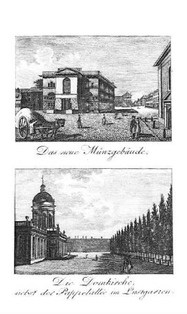 Tafel: Das neue Münzgebäude. Die Domkirche, nebst der Pappelallee im Lustgarten