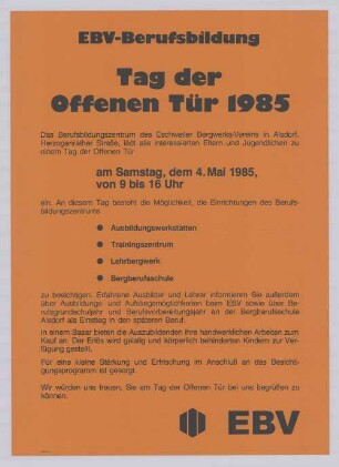 "EBV-Berufsbildung // Tag der offenen Tür 1985"