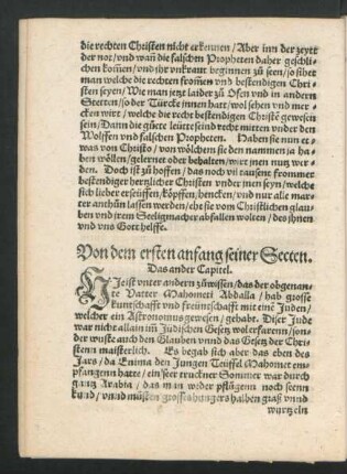 Von den ersten anfang seiner Secten. Das ander Capitel.