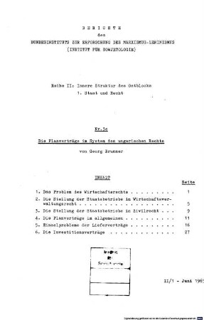 Die Planverträge im System des ungarischen Rechts