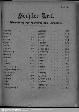 Sechster Teil. Vororte : Adreßbuch der Vororte von Dresden.