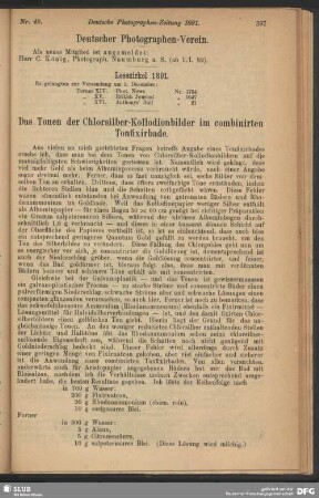 Das Tonen der Chlorsilber-Kollodionbilder im combinirten Tonfixirbade