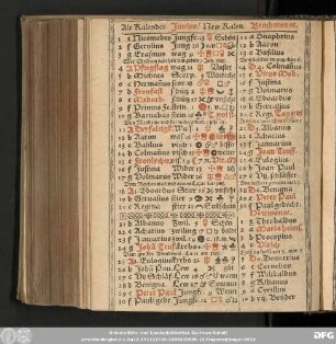 Alt Kalender Iunius / New Kalen. Brachmonat
