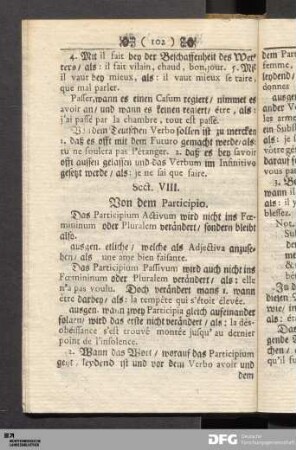 Sect. VIII. Von dem Participio.