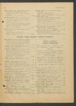 Novelas, poesía, teatro y crítica literaria