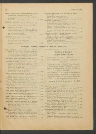 Novelas, poesía, teatro y crítica literaria