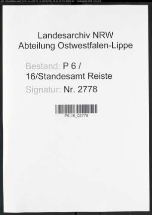 Sterberegister Standesamt Reiste