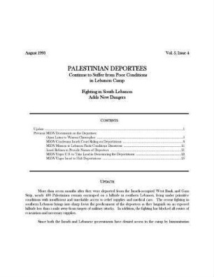 Palestinian deportees : poor conditions in Lebanon camp