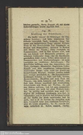 Cap. IX. Kleidung der Einwohner