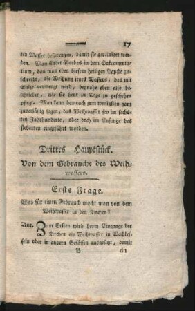 Drittes Hauptstück. Von dem Gebrauche des Weihwassers