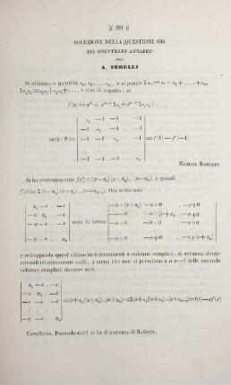 Soluzione della quistione 694 dei Nouvelles Anuales.
