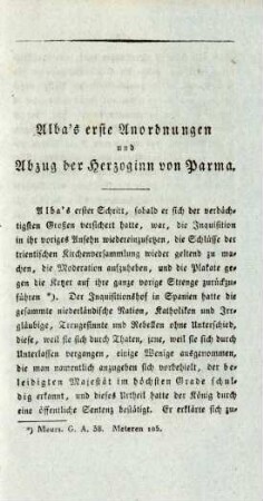 Alba's erste Anordnungen und Abzug der Herzoginn von Parma