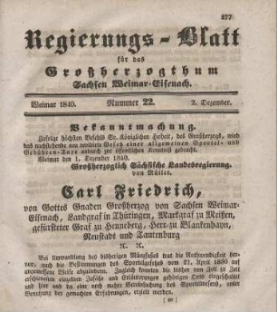 Nr. 22 : 2. Dezember 1840