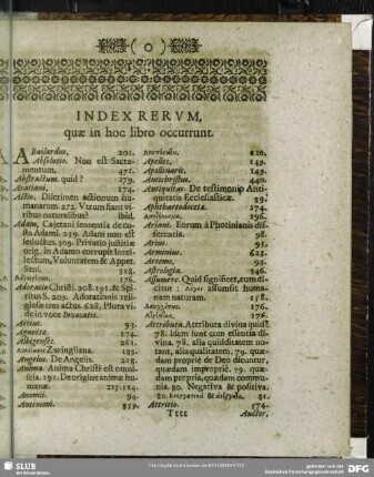 Index Rerum quae in hoc libro occurrunt