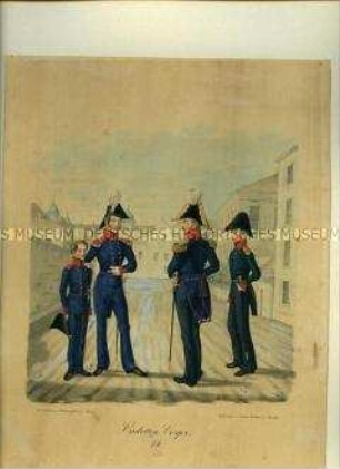 Kadetten und Aufseher des Kadettenkorps, Offizier. Aus Kunstdruckmappe "Uniformen der Königlich Sächsischen Armee" 1832.