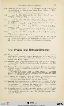 Alte Drucke und Holzschnittbücher (Nr. 1015-1132a)