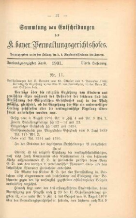 Zweiundzwanzigster Band. 1901. Vierte Lieferung. - Nr. 11. - Nr. 15.