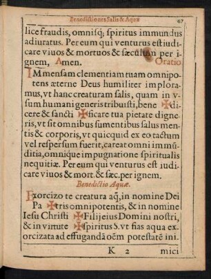Benedictio Aquae.