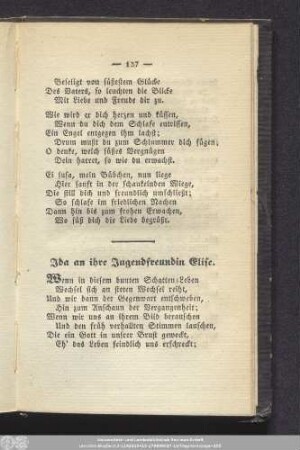Ida an ihre Jugendfreundin Elise.