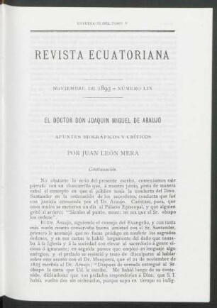 El Doctor Don Joaquin Miguel de Araujo : Apuntes biográficos y críticos