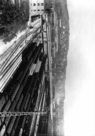 Ulm Brücke Reichsstraße 28 Blaubeurer Torbrücke D-Zug-Wagen Fahrdrahtüberspannung