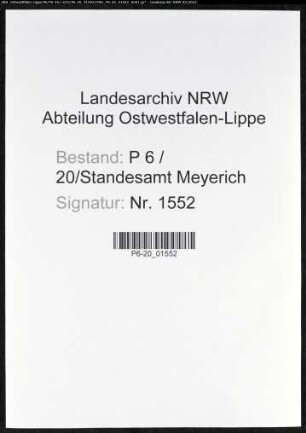 Heiratsregister Standesamt Meyrich